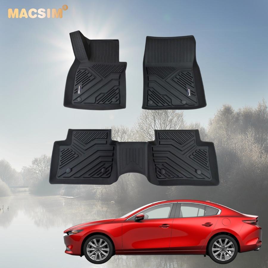 Thảm lót sàn xe ô tô MAZDA 3 2019 - nay nhãn hiệu Macsim - chất liệu nhựa TPE đúc khuôn cao cấp - màu đen