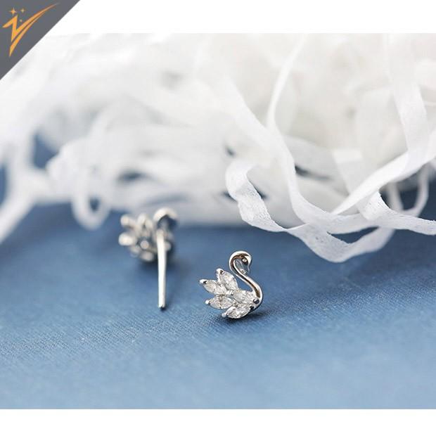 Bông tai S925 thiên nga, phong cách RETRO phá cách, đính đá Zircon, thiết kế nữ tính retro - TLJA19