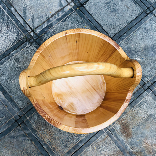 CHẬU GỖ DÁNG THÙNG XÁCH NƯỚC QUAI CONG