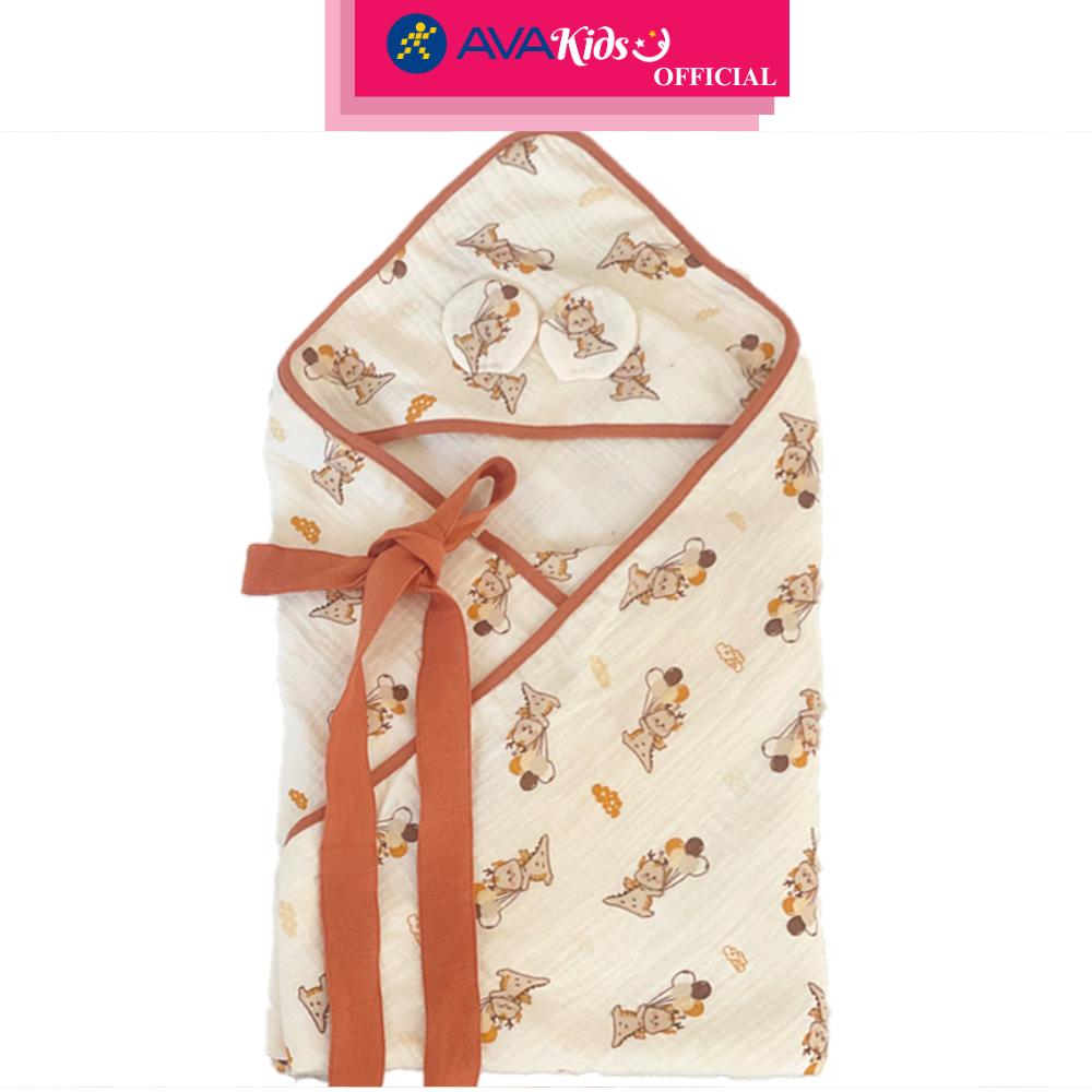 Khăn quấn cotton Bessla 70x70 cm - Rồng - Hàng Chính Hãng