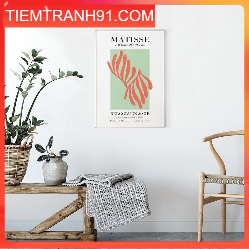 Tranh treo tường Tranh Matisse - Papiers Decoupes Poster - Green - Orange - Neutral Colors
