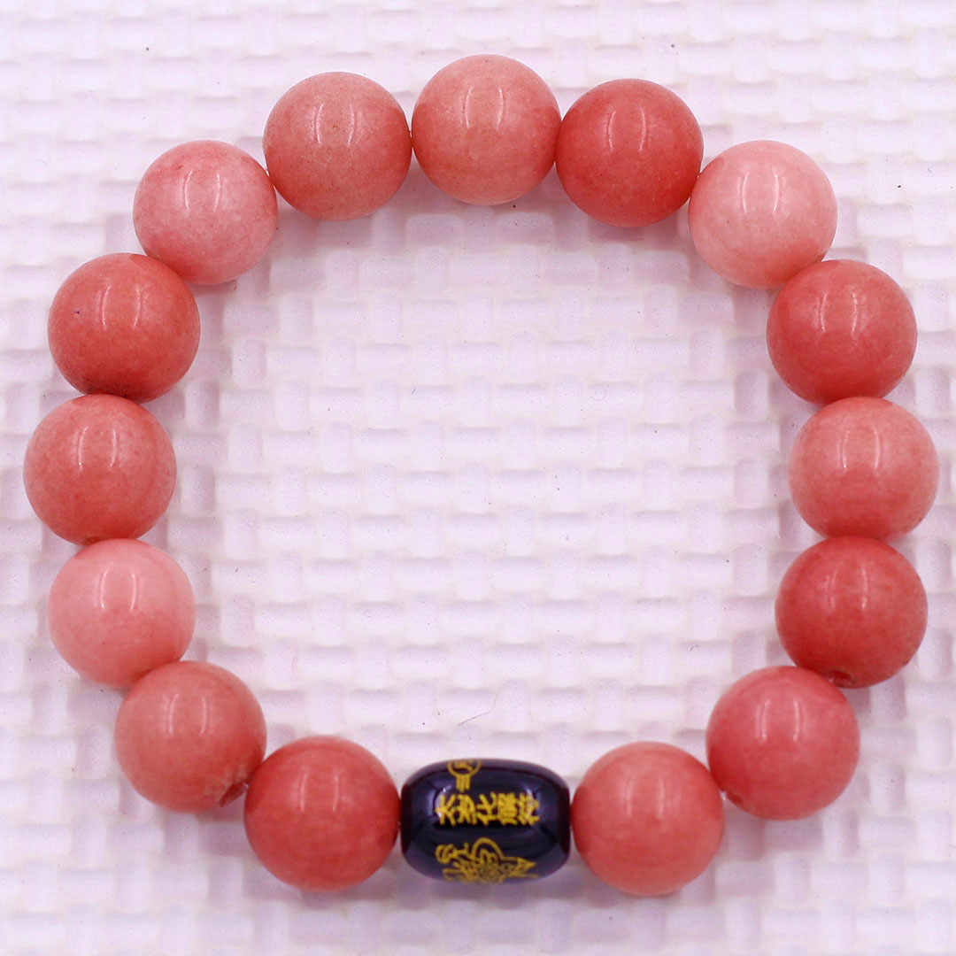 Vòng chuỗi đeo tay đá thạch anh hồng đào 10 ly charm giải thái tuế phù, vòng chuỗi phong thủy, giải năm hạn thái tuế