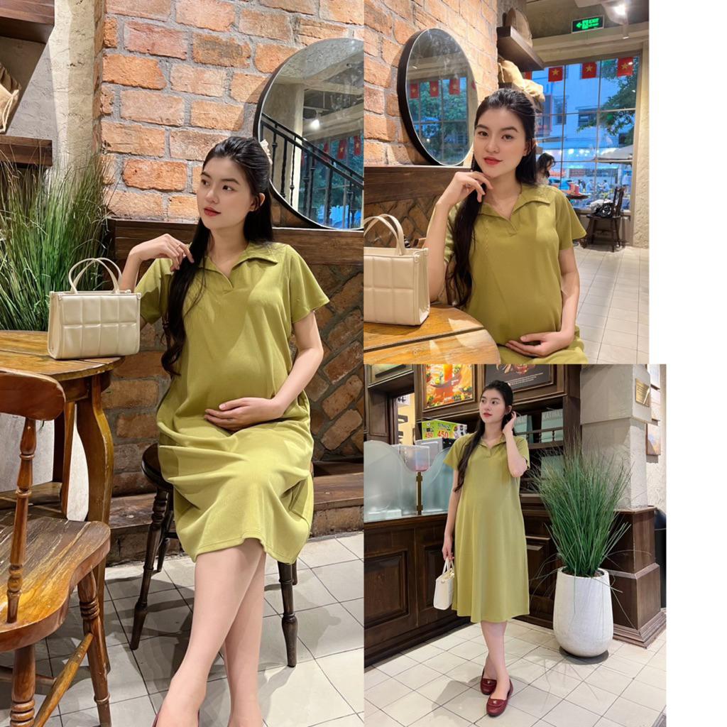 Đầm bầu Polo thun tăm dáng dài trẻ trung, năng động đi làm, đi chơi Nữ  Women - Hồng