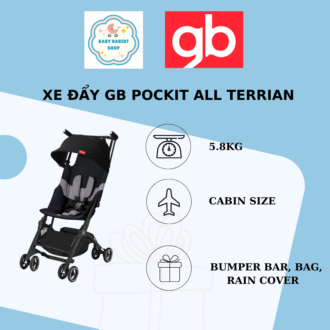 Xe đẩy du lịch gấp gọn cho bé GB Pockit+ All Terrain