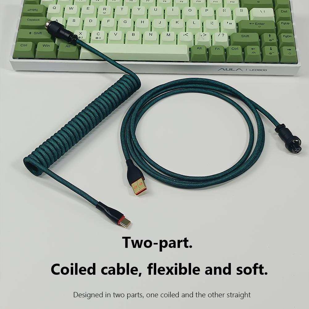 Mới Nhất Bàn Phím Cơ Cáp Cuộn Dây Cáp USB Loại C Máy Tính Hàng Không Cổng Kết Nối Bàn Phím Cơ Aviator Dây 1.8M