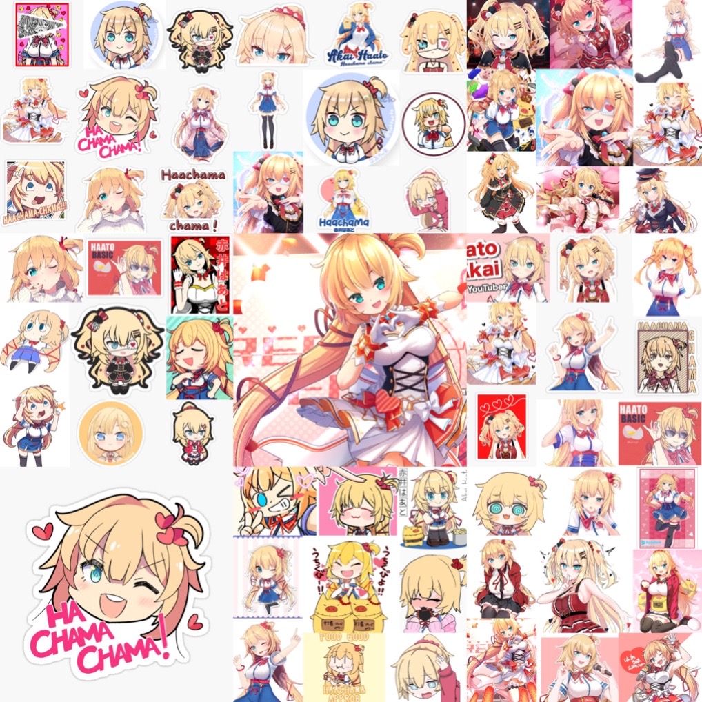 Ảnh Sticker Akai Hatto 30-60 cái ép lụa khác nhau/ Hình dá Vtuber Hololive Akai Hatto