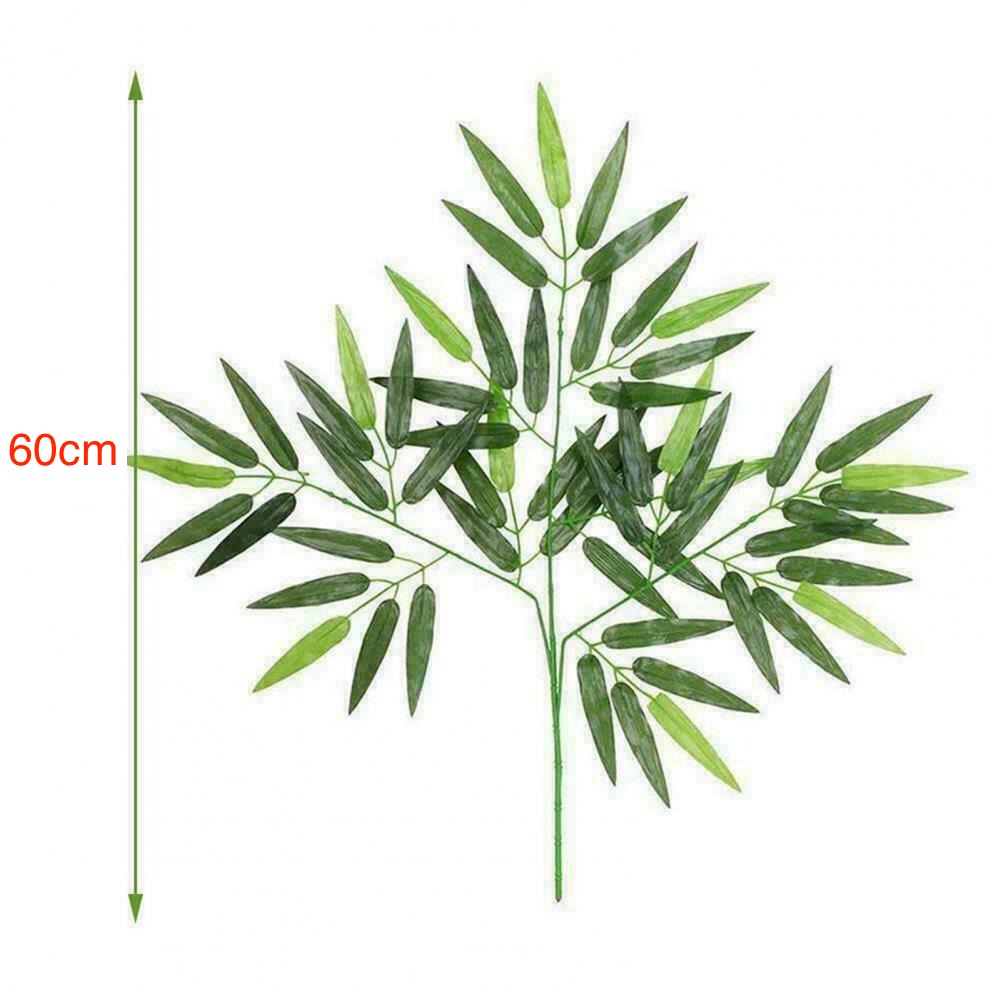 Lá tre giả – Dài và rộng 60 cm – Cành gồm 03 nhánh – Lá nhựa, thân nhựa lõi kẽm – Cây giả, hoa lụa trang trí decor