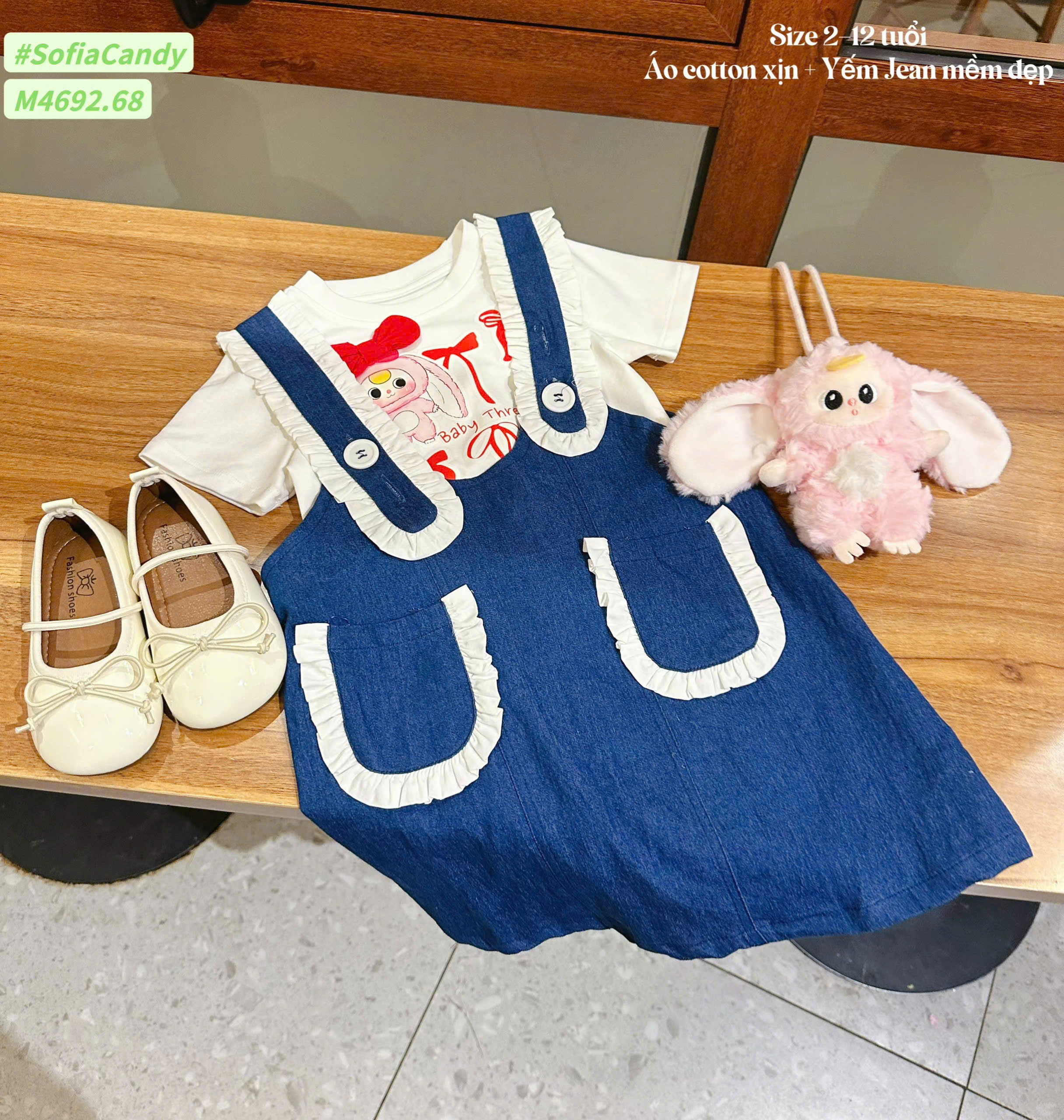 Đầm váy yếm baby three cho bé gái tone màu Hàn Quốc size 12-45kg hàng thiết kế cao cấp