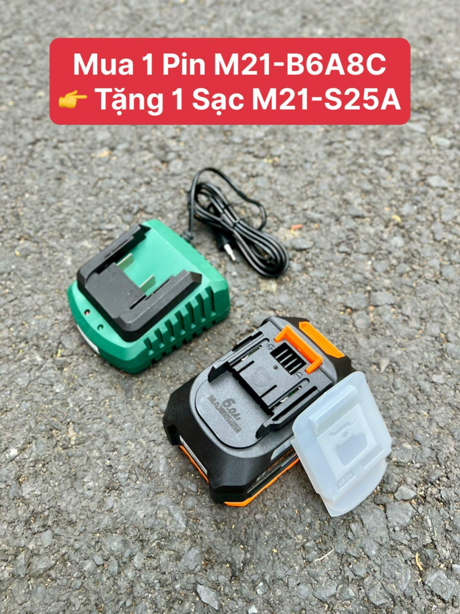 COMBO 2 PIN 6Ah DEKTON M21-B6A8C TẶNG 1 SẠC M21-S25A DEKTON - KM_T8 -HÀNG CHÍNH HÃNG