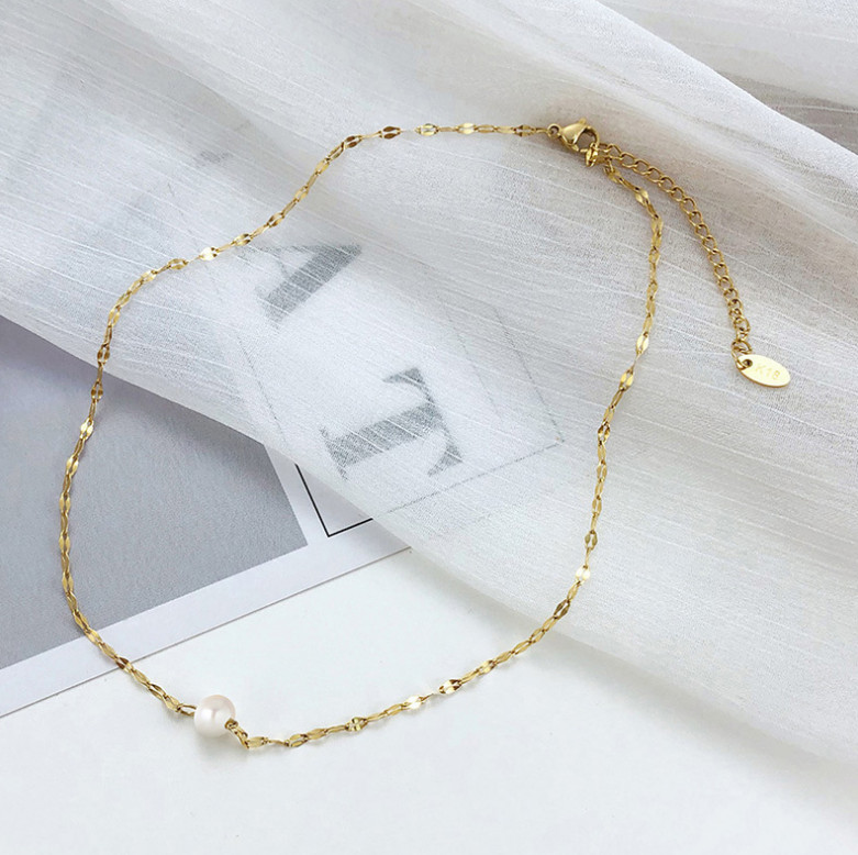 Dây Chuyền Choker Mặt Ngọc Trai Titan Ko Đen TT 4230