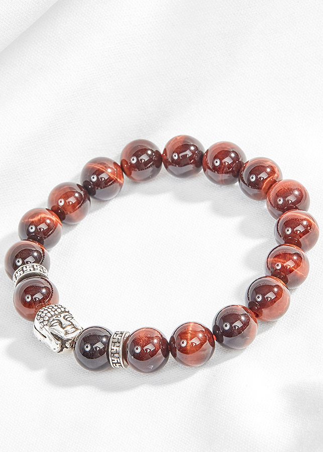 Vòng đá mắt hổ phối charm phật bạc Ngọc Quý Gemstones