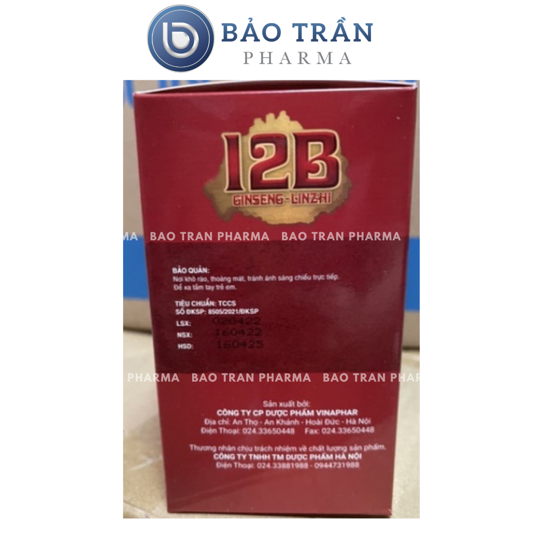 Viên uống vitamin 12B Vinaphar hỗ trợ tăng sức đề kháng, bồi bổ cơ thể bổ sung vitamin B12, nhân sâm, đông trùng hạ thảo (Hộp/100