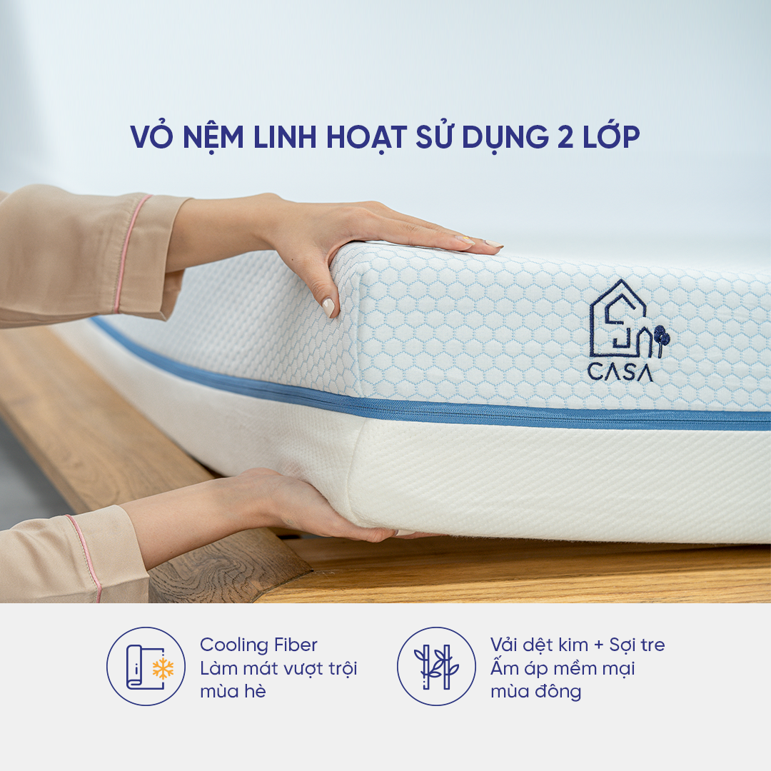 Nệm Foam cuộn hút chân không cao cấp Amando Casa - Cool gel memory foam - Êm ái, thoáng mát, điều hoà thân nhiệt