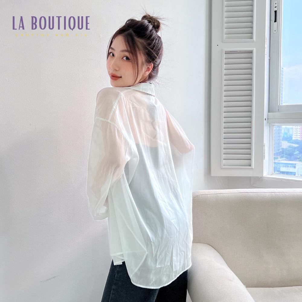 Áo sơ mi trắng xuyên thấu oversize form rộng LA BOUTIQUE