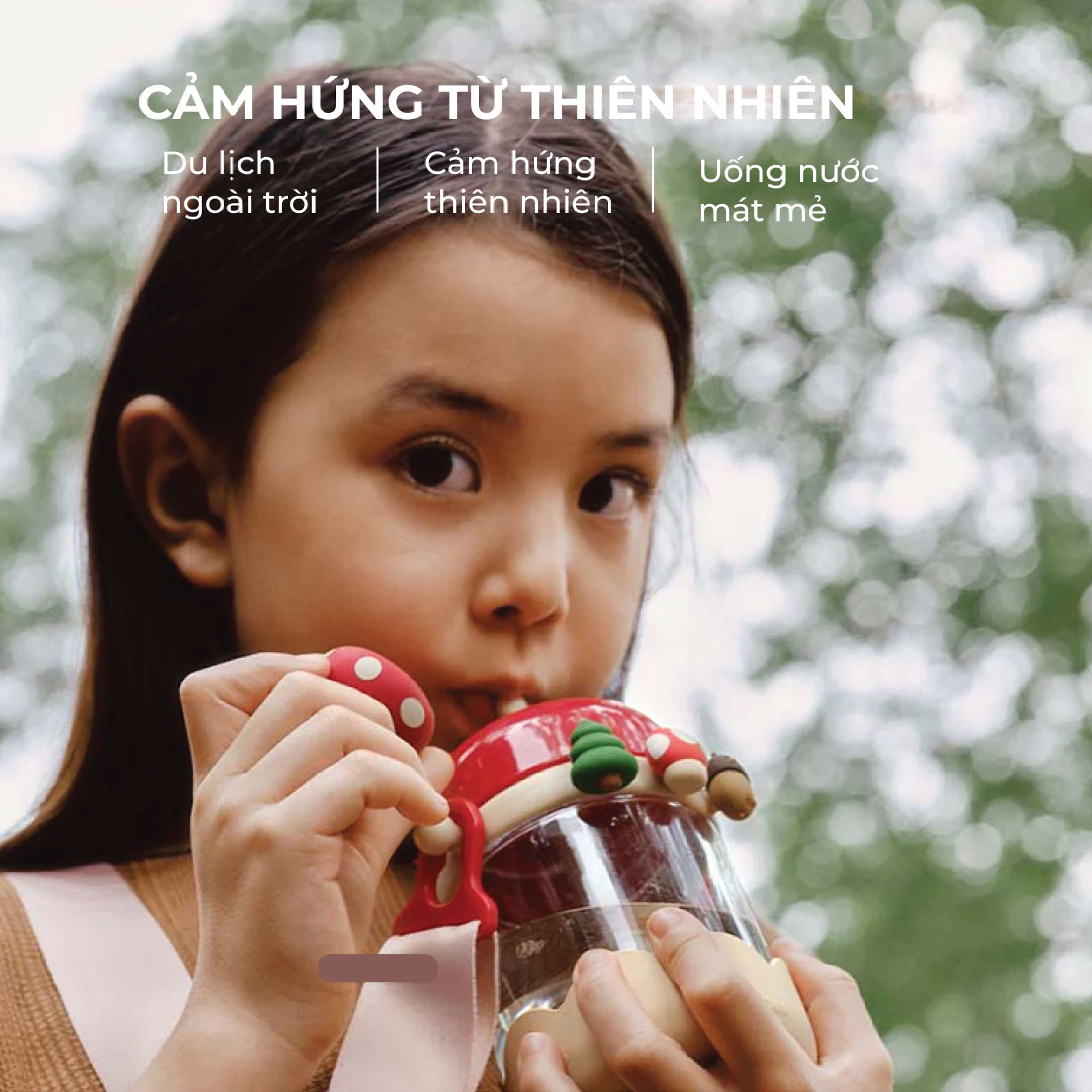 Bình uống nước tritan cho bé Zoyzoii E6 Nature Paradise Cup, bình nước thể thao cao cấp - Hàng chính hãng