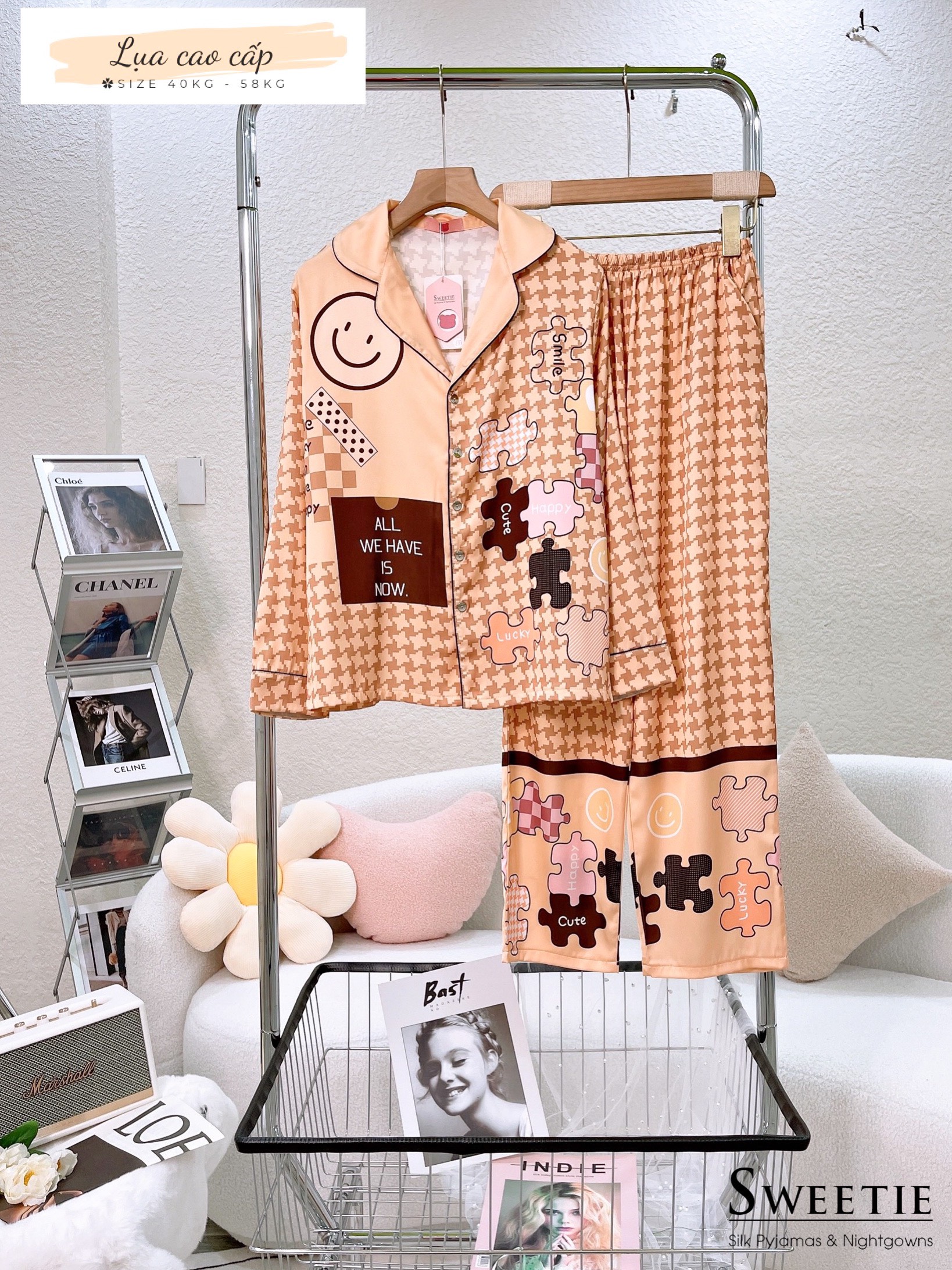 [HCM] (40-58kg) Đồ bộ pijama nữ chất liệu lụa cao cấp đùi TNQN-TNQD-TDQD. gấu lotso-gấu pooh-chuột minnie-vịt daisy-con mèo-mảnh ghép-thỏ dâu-voi con-gấu trắng-doraemon-cún/chó-chim cánh cụt-gấu teddy-cô bé-con mèo