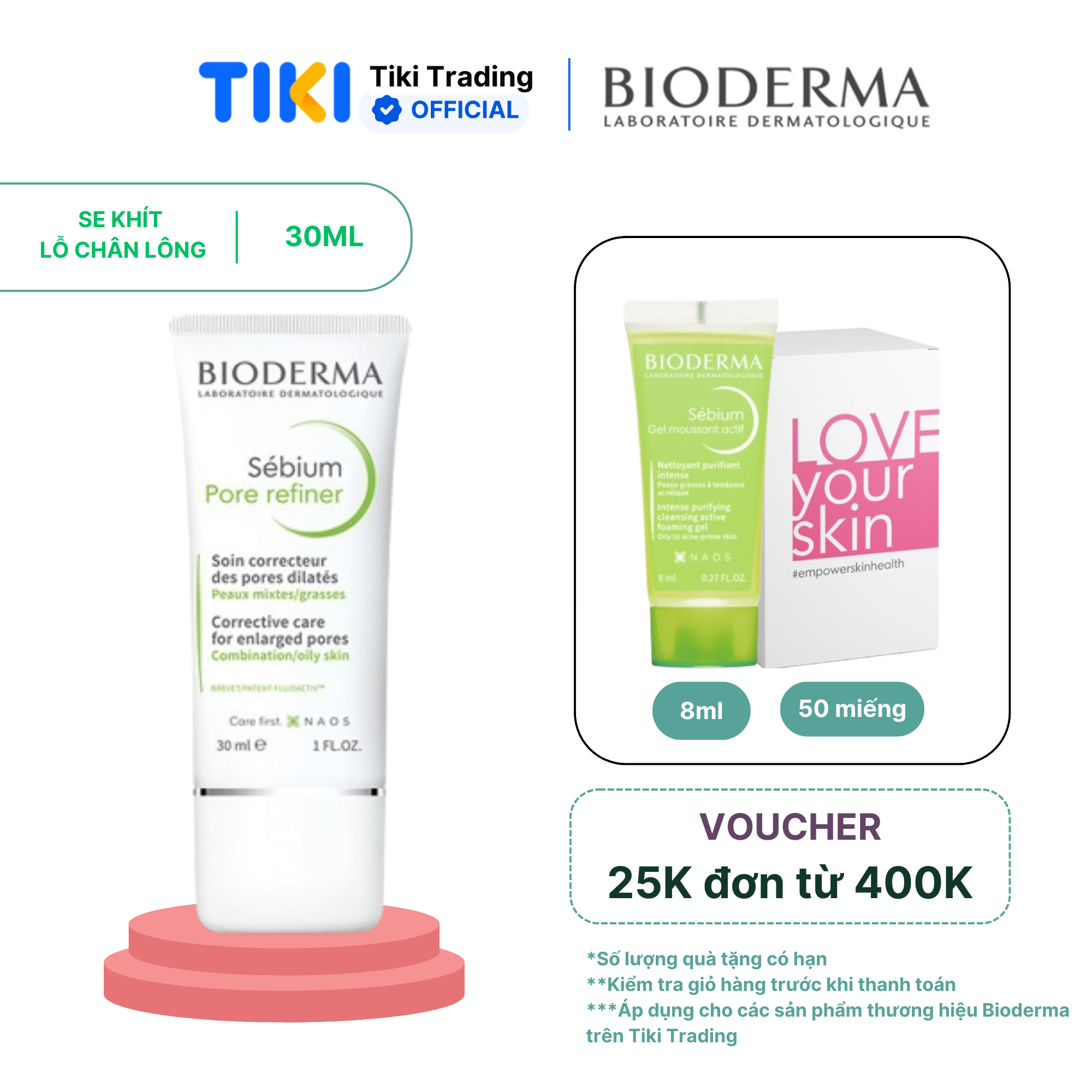 Kem dưỡng se nhỏ lỗ chân lông cho da hỗn hợp và da dầu Bioderma Sébium Pore Refiner - 30ml