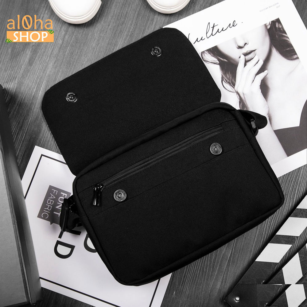 Túi đeo chéo vải canvas Black Rice bền bỉ phong cách thòi trang unisex nam nữ - al0ha Shop