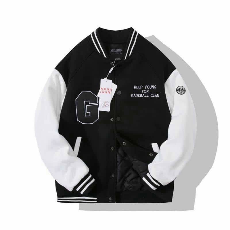 Áo Khoác Hoodie Bóng Chày Nút Bấm 2 Màu Trắng- Đen, ÁO KHOÁC BOMBER BÓNG CHÀY FORM RỘNG CHO GIỚI TRẺ CỰC CHẤT, Áo Khoác Bomber Jacket Nam Nữ Unisex Varsity Cardigan Họa Tiết Chữ G, áo cadigan chữ G