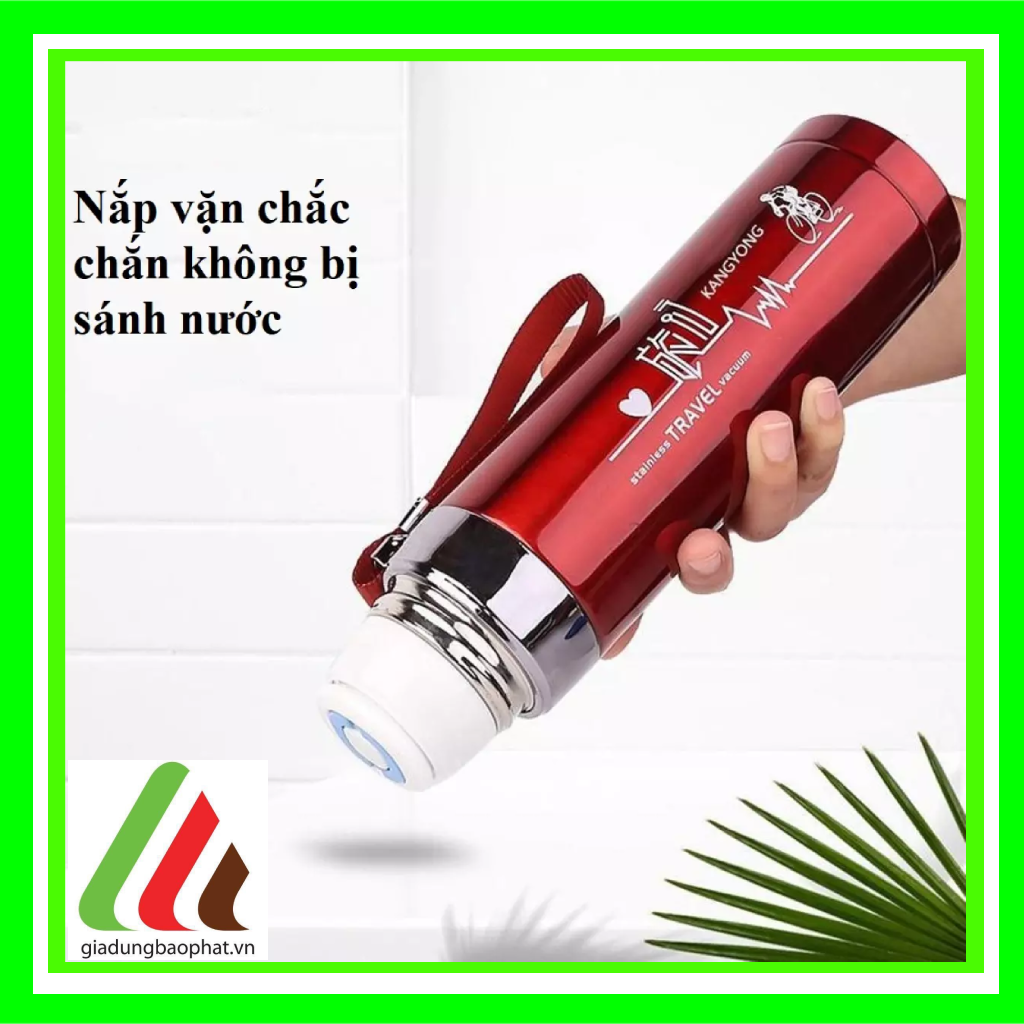 Bình giữ nhiệt kangyong 750ml inox 2 lớp chân không cách nhiệt màu sắc trơn sáng sang trọng tiện lợi