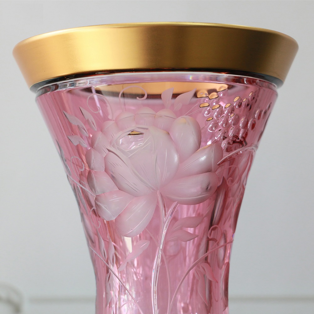 Bình Cắm hoa Primerose Gold Pha lê Màu - Mạ vàng Arnstadt Cao 34cm