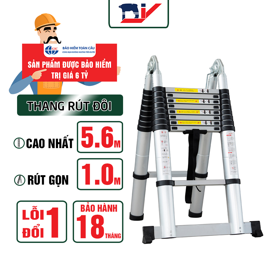 Thang nhôm rút đôi DIY TL-AI-56 Hàng chính hãng - Tiêu chuẩn EN131