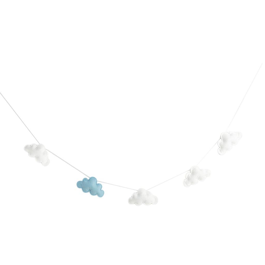 2X Hanging Clouds Garland for Baby Shower, Wedding Party Decor White and Blue