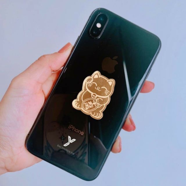 Miếng Dán Ốp Lưng Điện Thoại Mèo Vàng May Mắn
