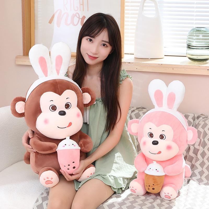 Gấu Bông Khỉ Ôm Bình Sữa Dễ Thương, Khỉ Bông Cute Làm Qùa Tặng Cao Cấp
