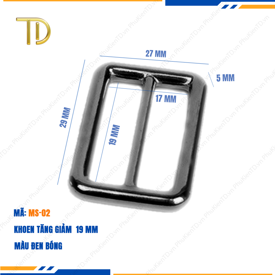 Khoen tăng giảm dây túi xách, Khoen chỉnh dây đeo túi, Tăng đơn túi xách 19mm mạ điện độ bền 5-8 năm