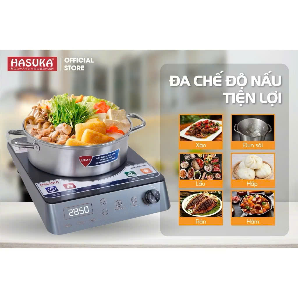 Bếp từ đơn HASUKA HSK-630 công suất 2850W, bếp điện từ đa chức năng -HÀNG CHÍNH HÃNG