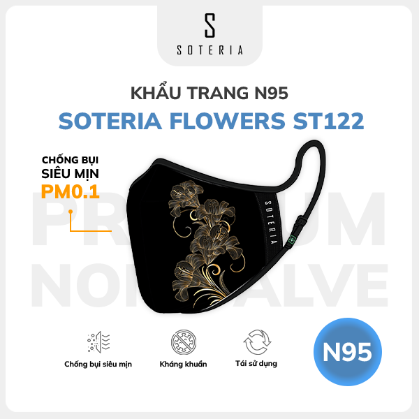 Khẩu trang thời trang Soteria Flowers ST122 - N95 lọc 99% bụi mịn 0.1 micro