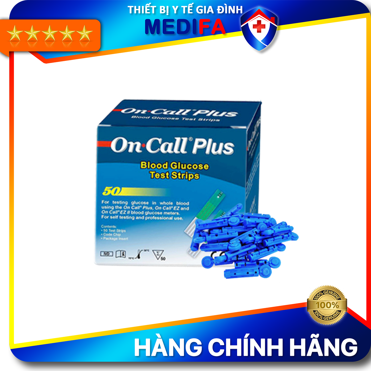 Máy Đo Đường Huyết On Call Plus + Tặng hộp 25 que thử và 25 kim chích máu, BH trọn đời, chuẩn chính hãng