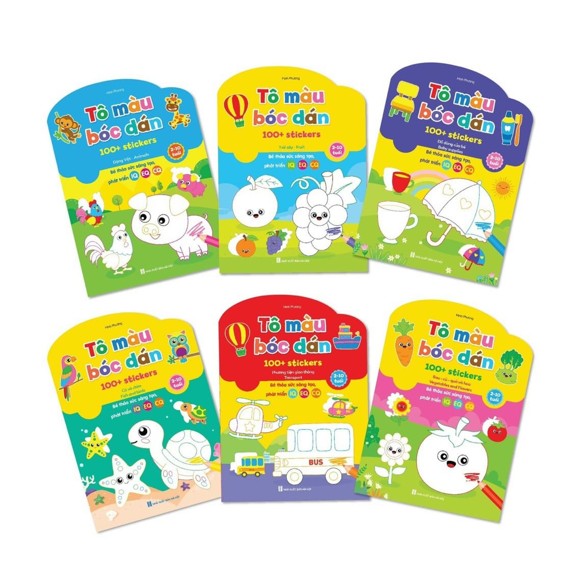 Sách - Tô Màu Bóc Dán 100+ Stickers Song Ngữ Anh - Việt Cho Bé Từ 2-10 Tuổi ( Bộ 6 cuốn )