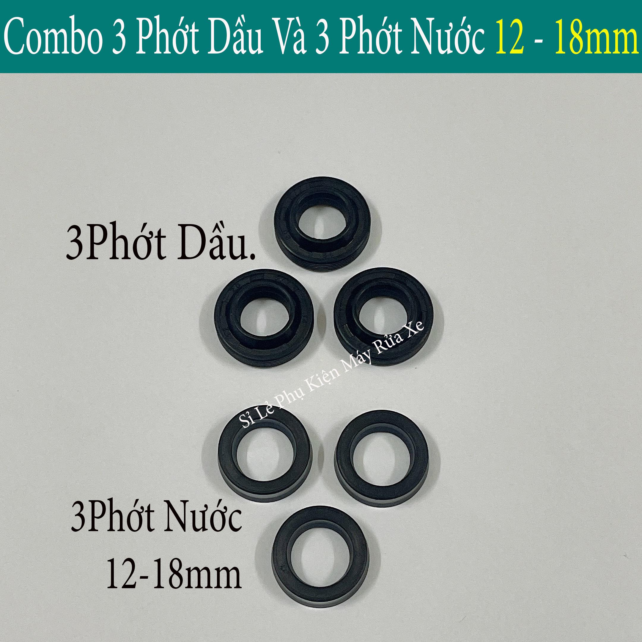 Phớt máy rửa xe mini bộ 6 gioăng phớt nước và phớt dầu cho máy xịt cao áp 12-18mm - phớt máy rửa xe mini