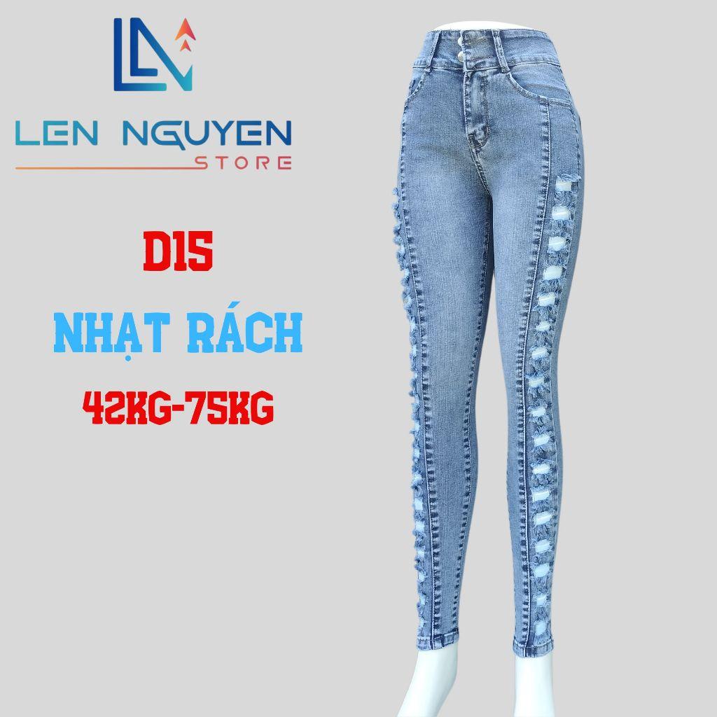 D15_Quần jean nữ, dài, lưng cao, quần bò nữ dáng ôm, quần rin nữ có big size, cho 42kg đến 75kg,LEN NGUYEN STORE - Xanh Đậm