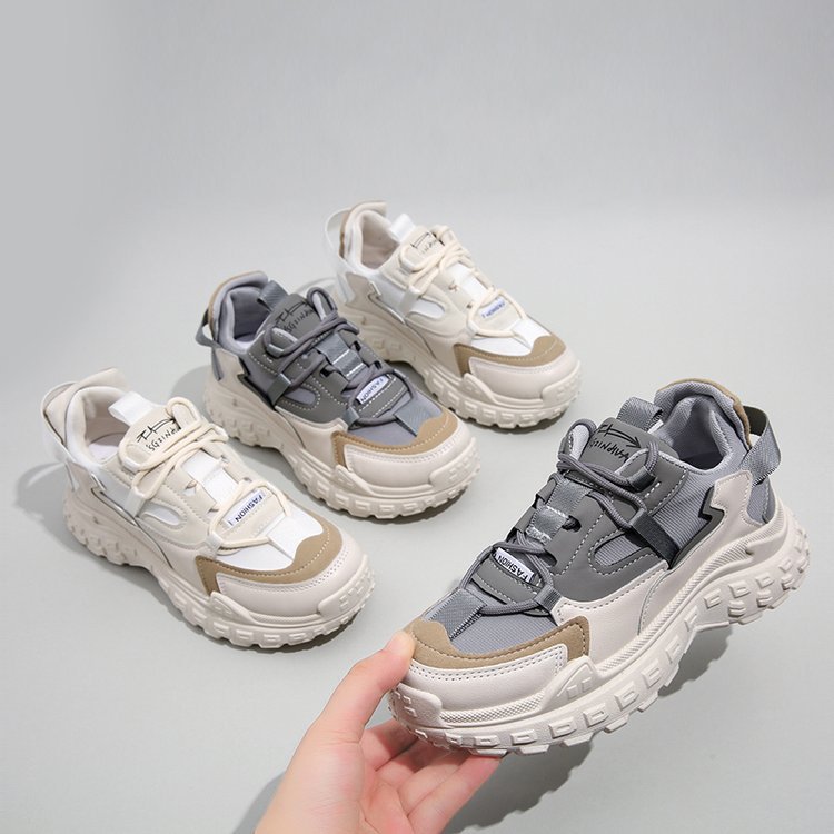 Giày thể thao nữ GEMI - giày ullzzang màu Xám - trắng, đế cao, kiểu dáng hot trend - M7224