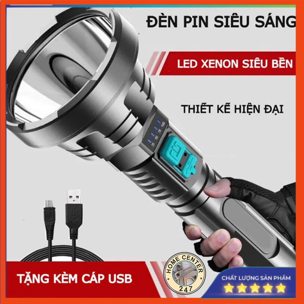 Đèn pin siêu sáng Flashlight F-901 Cầm Tay Chiếu Xa 500M , Pin Trâu , Chông Nước , 3 Chế Độ