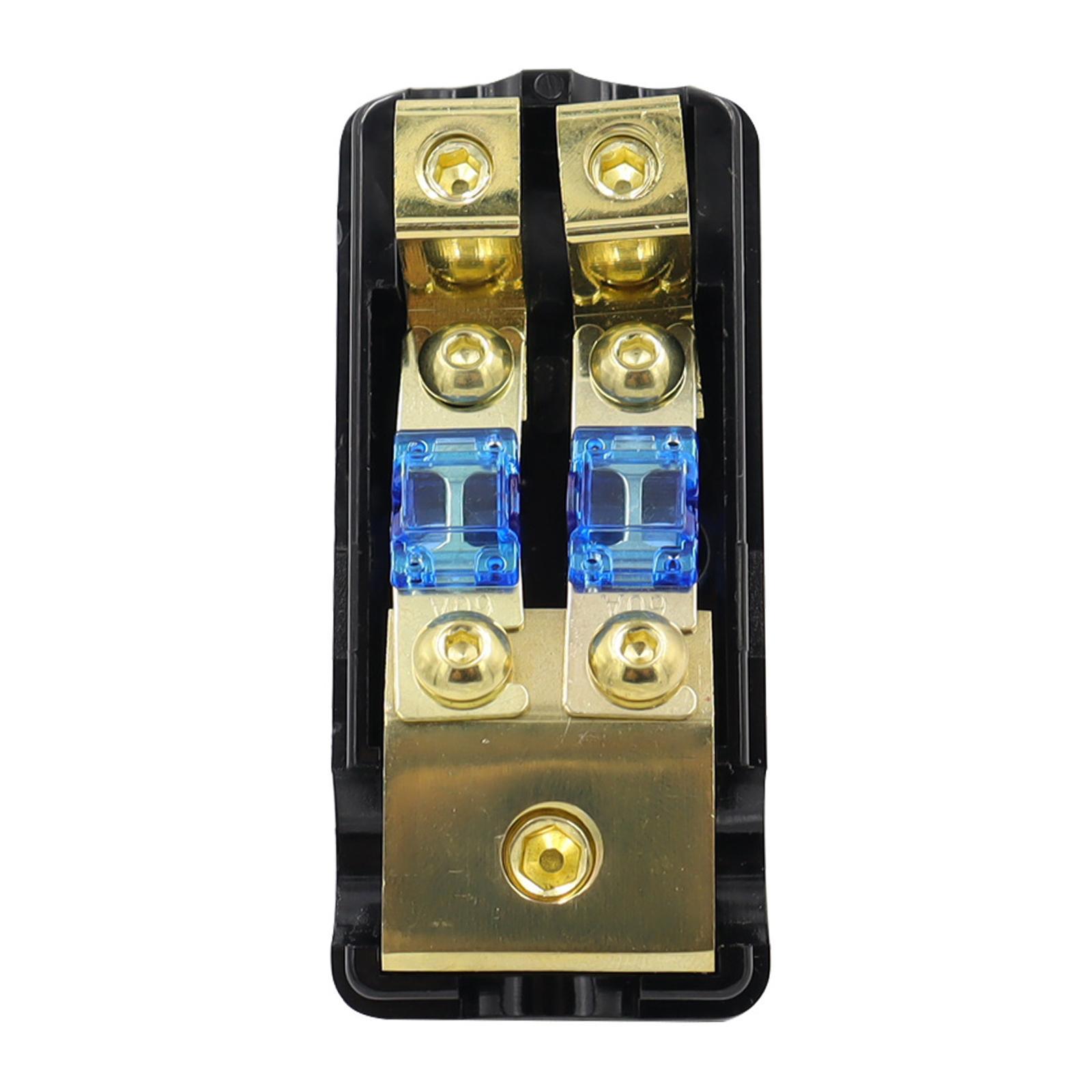 Mini Anl Fuse Holder, Fuse Box Block, Support 0 2 4 Gauge in 4/8 gauges Out 2 Way with 60A Mini Fuse, Distribution Block for Car Audio Stereo