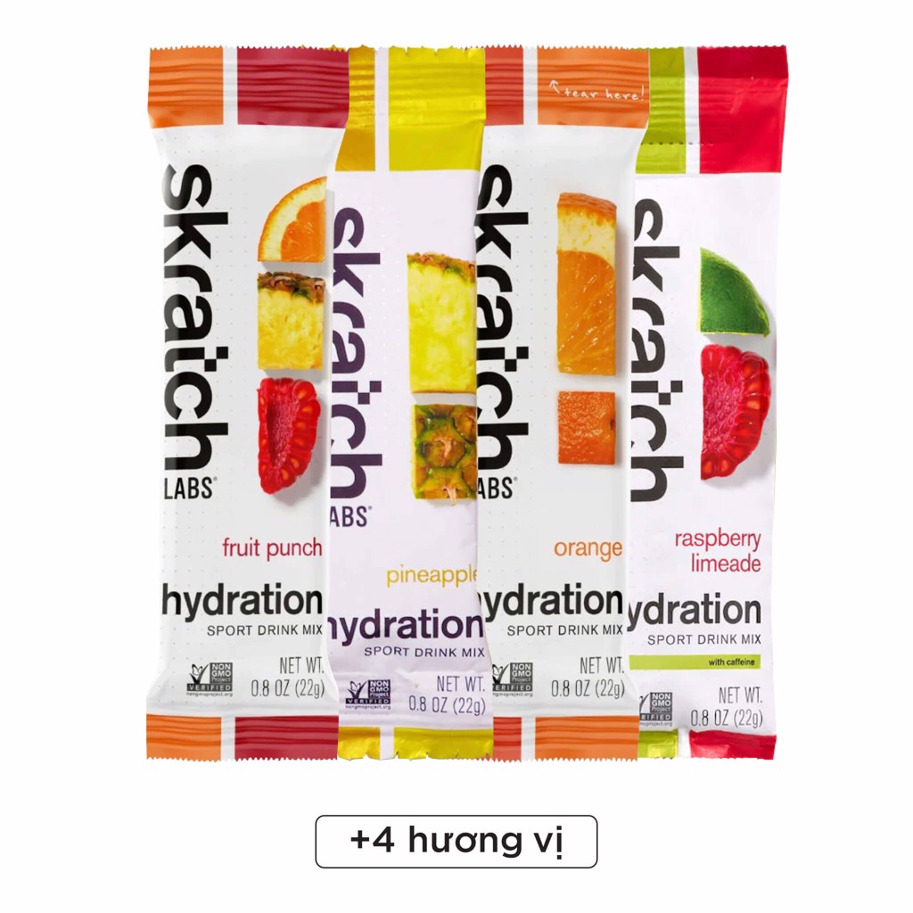 Combo 4 gói Bột năng lượng Thể Thao Skratch | Hydration Sport Drink Mix - Bổ Sung Nước, Năng Lượng Và Điện Giải Khi Hoạt Động Thể Thao