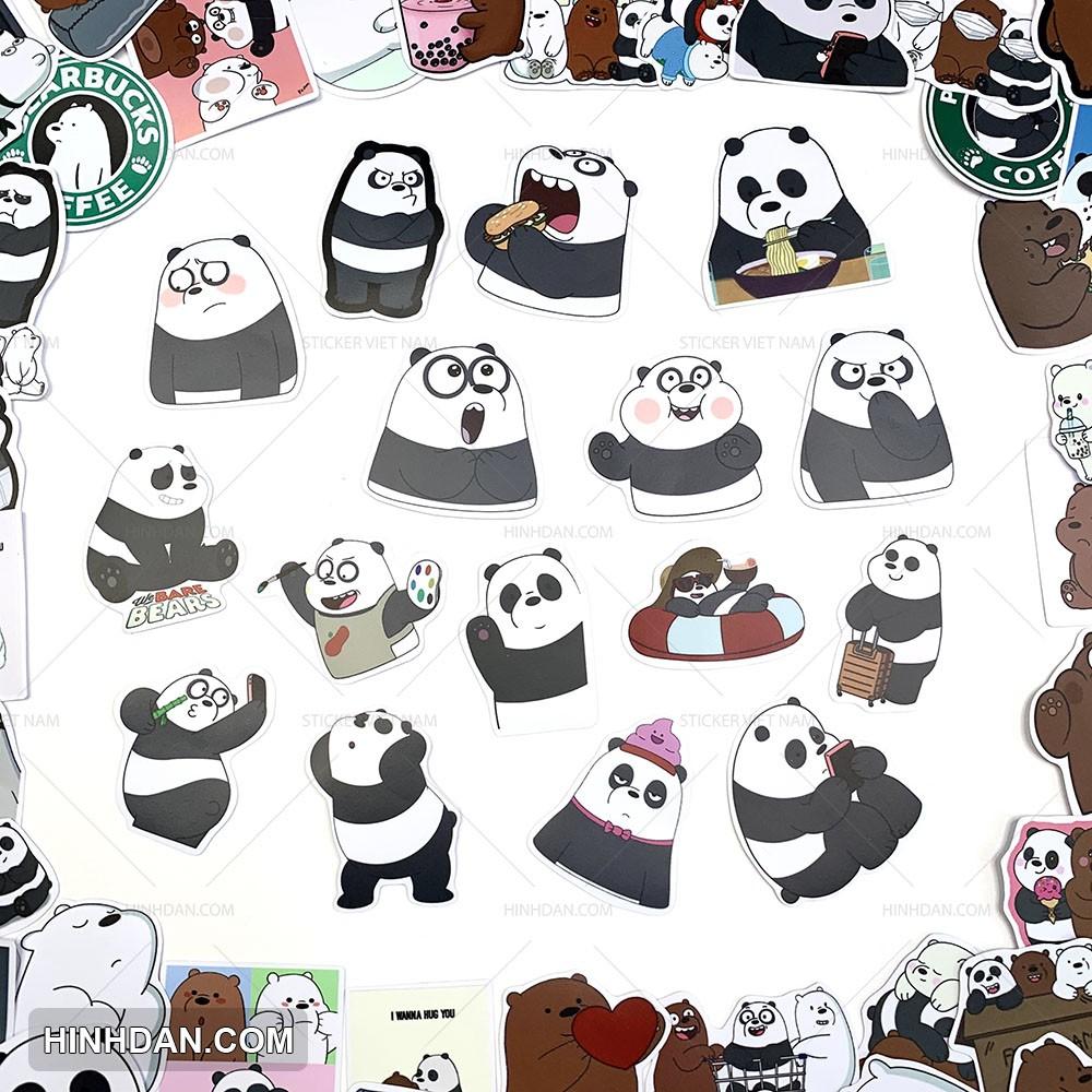 Sticker WE BARE BEARS - Những Chú Gấu - Dán Trang Trí - Chất Liệu PVC Cán Màng Chất Lượng Cao Chống Nước, Chống Nắng, Không Bong Tróc Phai Màu