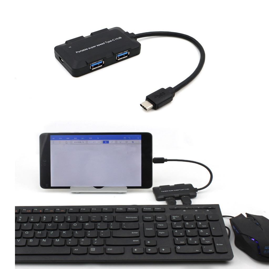 Type C to USB 3.0 4 Port HUB Adapter Fast Speed for Macbook Android Google