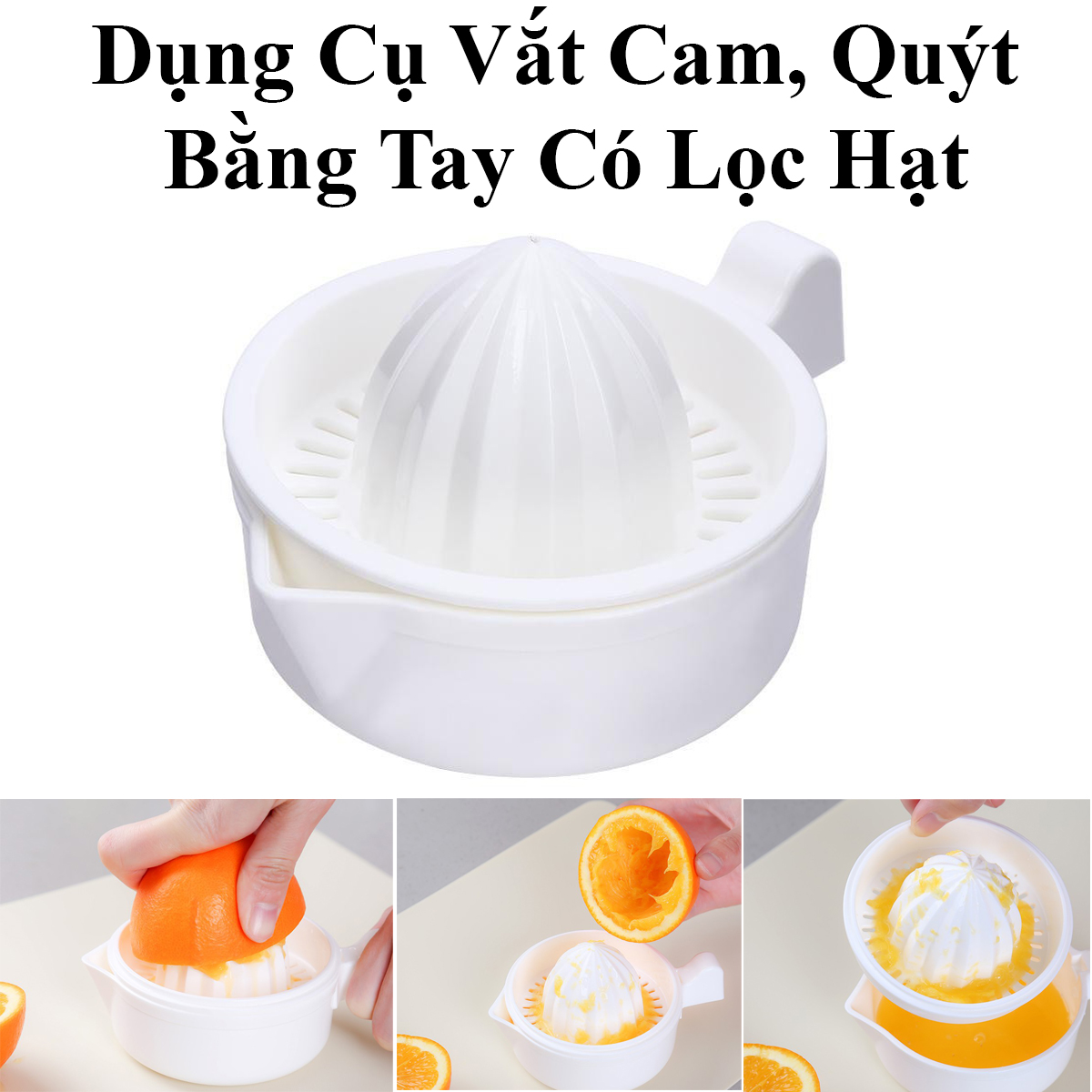 Dụng Cụ Vắt Cam, Quýt Bằng Tay 2 Trong 1 Có Lọc Hạt