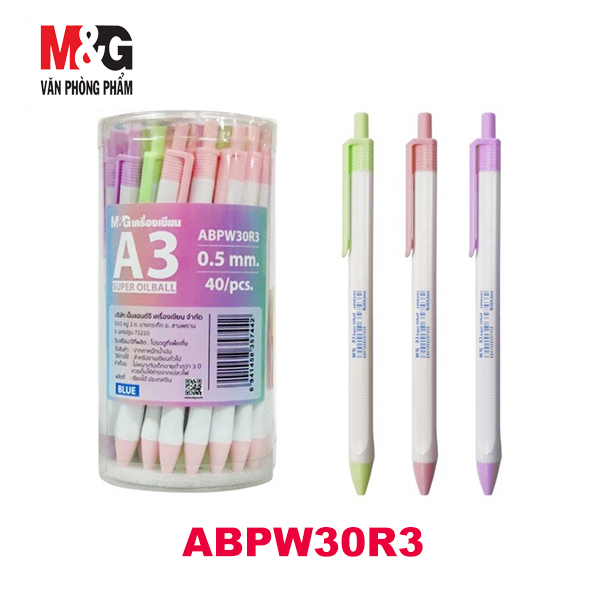 Bút Bi M&amp;G Mực Xanh ABPW30R3 ( Ngòi 0.5mm ) Đầu Bấm Thân Tam Giác