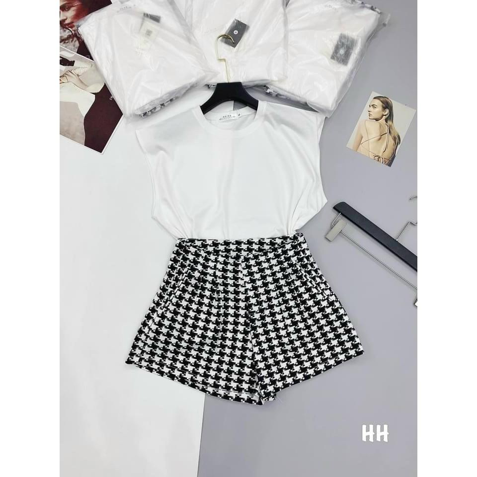 Set Bộ Đùi Nữ Sang Chảnh Quần Caro có túi Feesize < 53kg