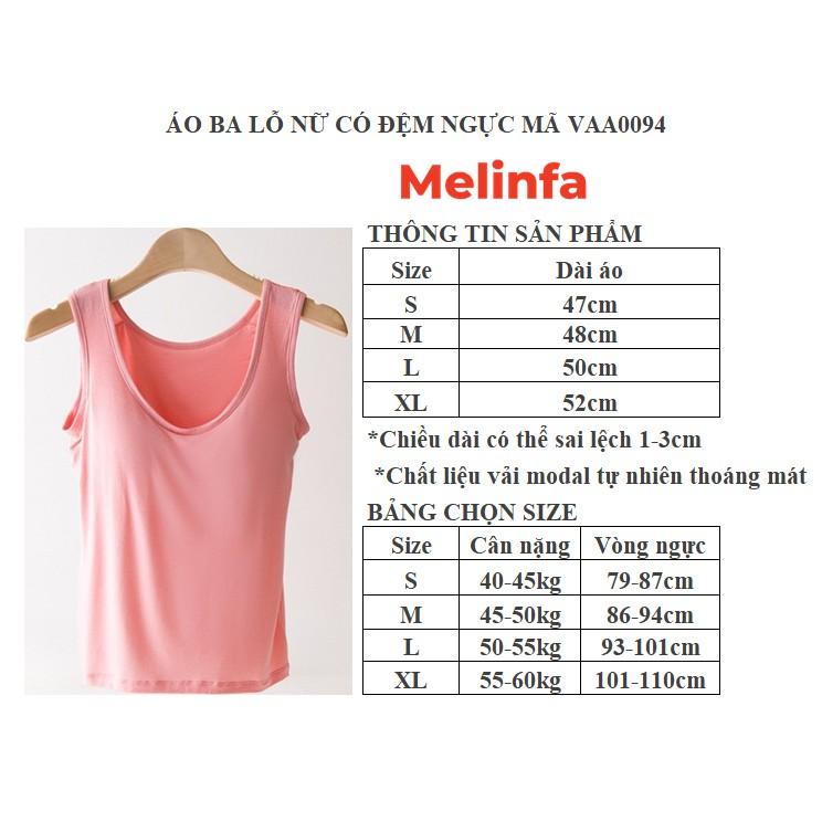 Áo ba lỗ nữ có đệm ngực nâng đỡ vải Viscose (gỗ tự nhiên) mềm mại thoáng mát tự nhiên 100% mã VAA0094