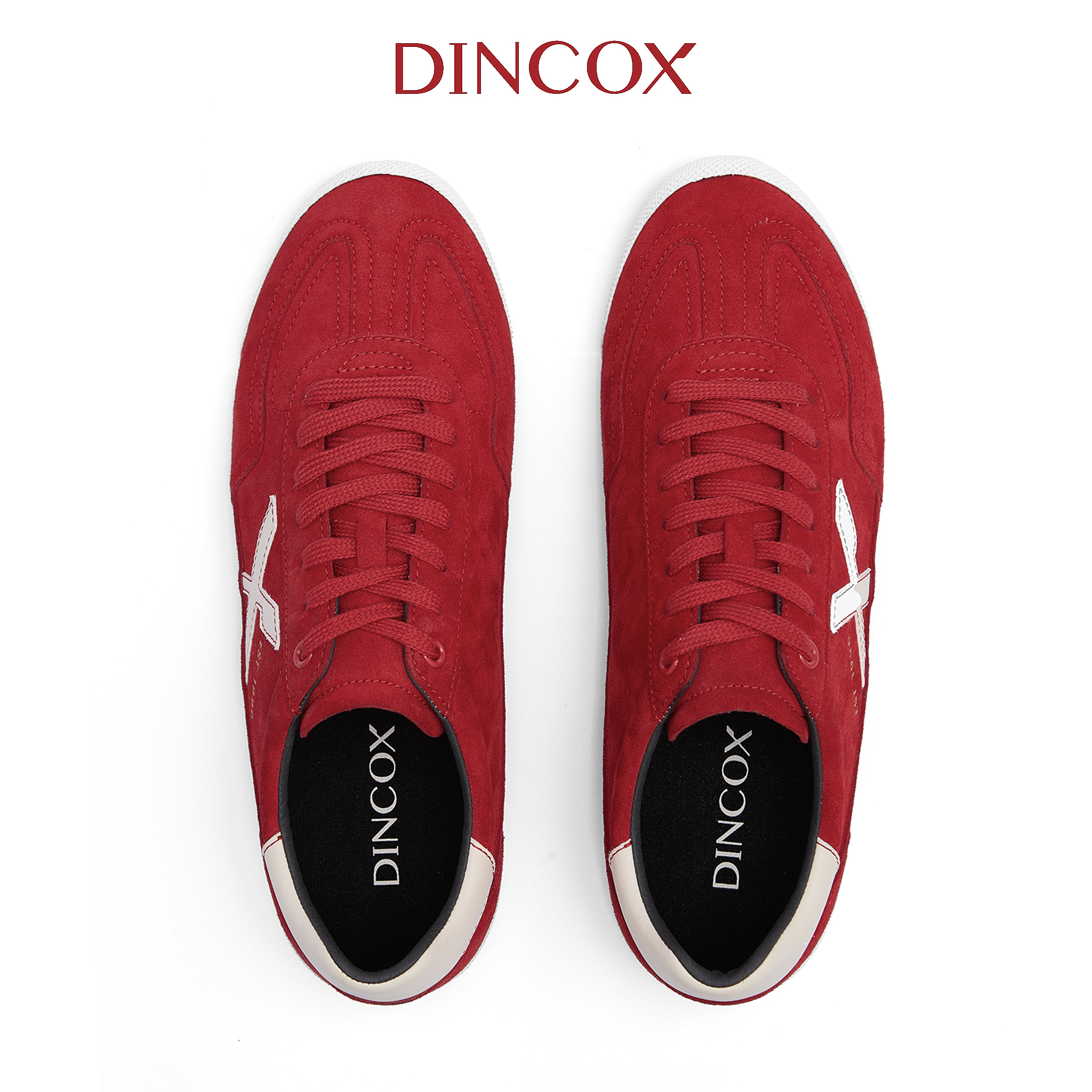 Giày Sneaker Nam Nữ Dincox DC47 RED Micro Suede Thời Thượng Shoes Đế Bằng, Bền Và Nhẹ Hơn