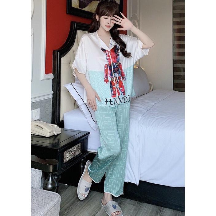 Đồ bộ Pijama chất vải lụa latin thiết kế cao cấp siêu SANG mềm mịn mát - Freesize dưới 65kg