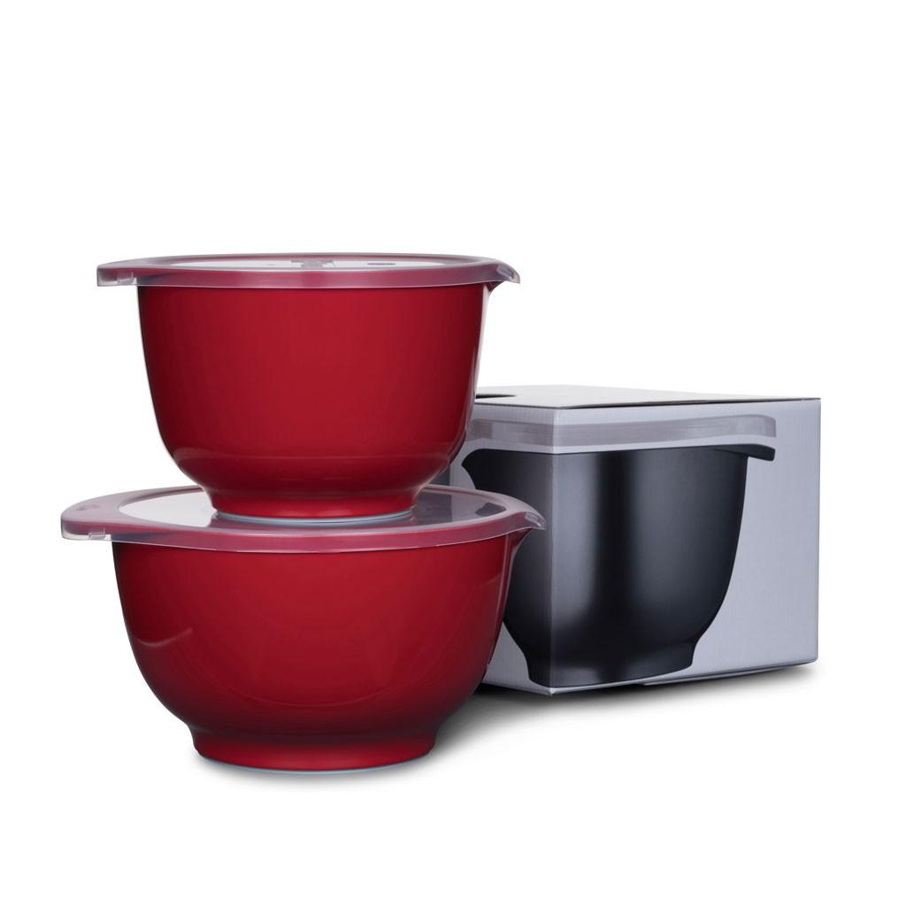 Bộ âu trộn Rosti, màu đỏ. 2 âu + 2 nắp. Nhãn Rosti Đan Mạch