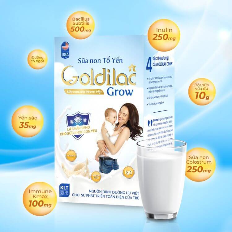 Sữa Non Tổ Yến Goldilac Grow Cho Bé Dưới 24 Tháng